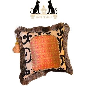 Orange and Black Accent Luxury Pillow - Strings of the Pulse Portal Pillows